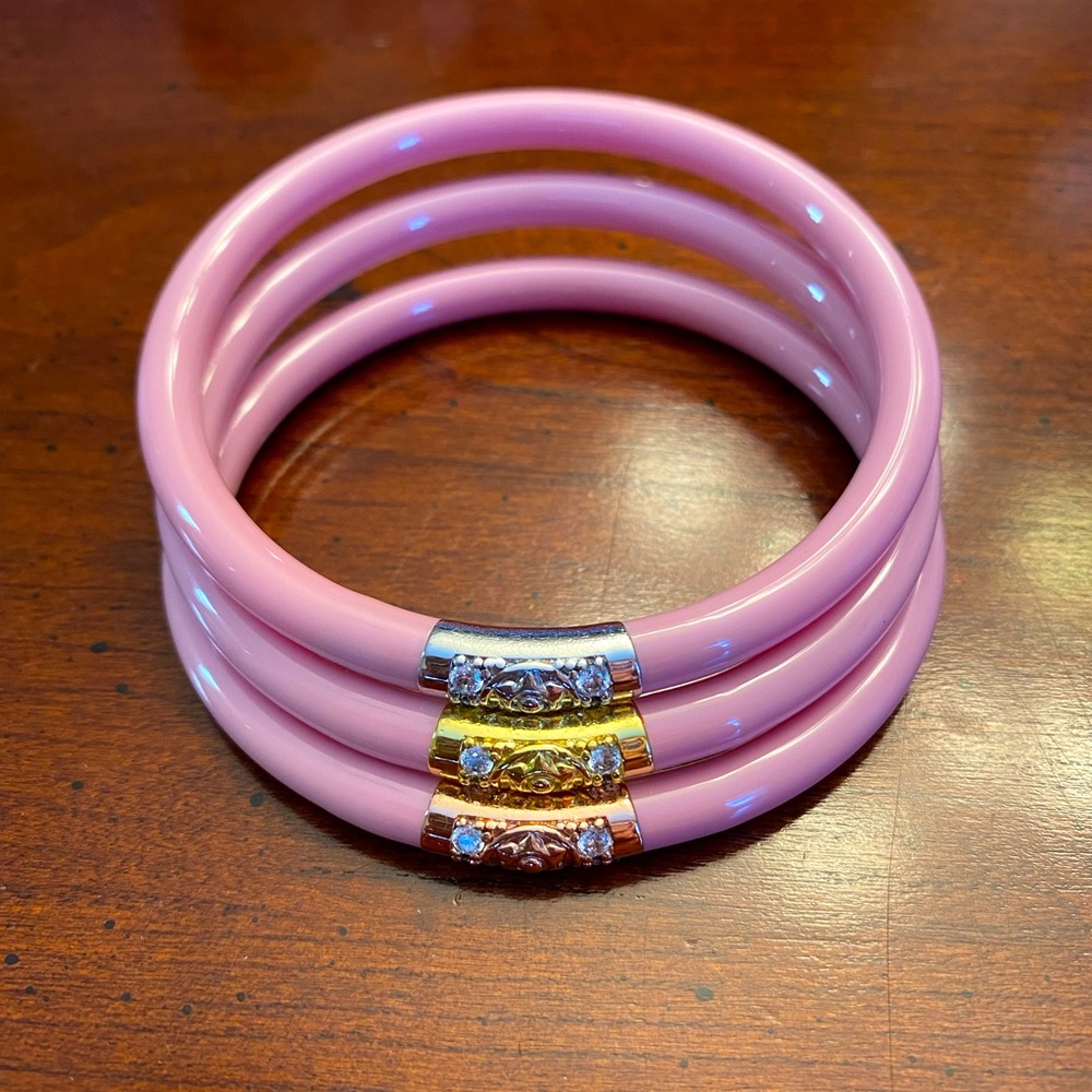 BuDhaGirl Three kings all weather pink bangle bracelet set of 3 large